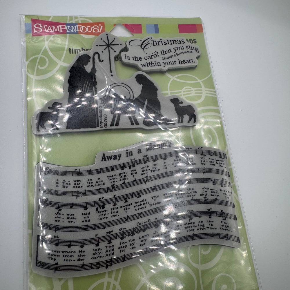 Stampendous Nativity Carol Cling Rubber Stamp Set CRS6003 Christmas Music Away